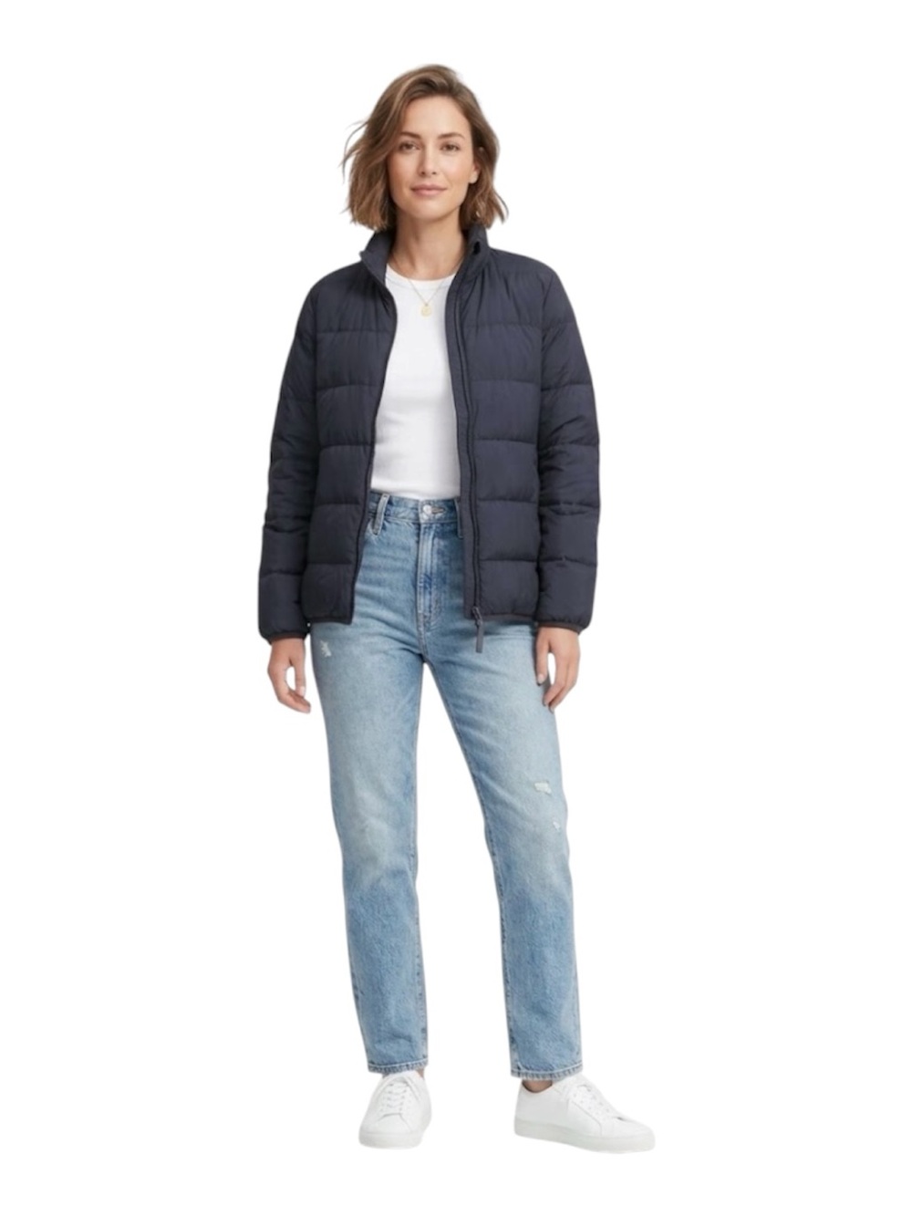 Uniqlo Women’s Ultra Light Down Puffer Jacket Sz L Navy Blue Packable Unisex